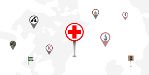 Points Of Interest icons relative to emergency location-sharing