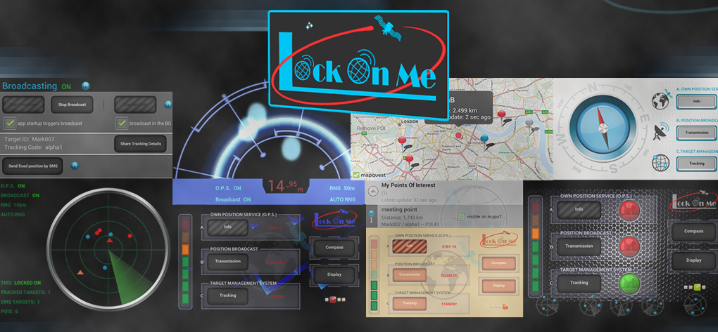 splash of screenshots from LockOnMe app